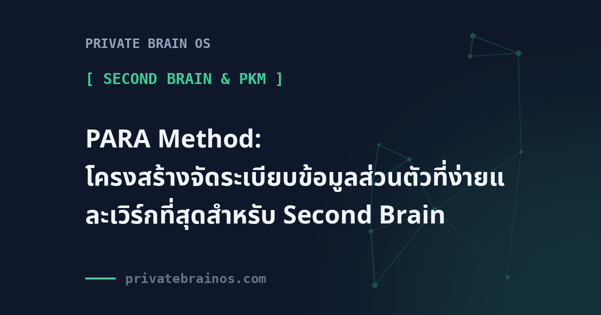PARA Method: โครงสร้างจัดระเบียบข้อมูลส่วนตัวที่ง่ายและเวิร์กที่สุดสำหรับ Second Brain